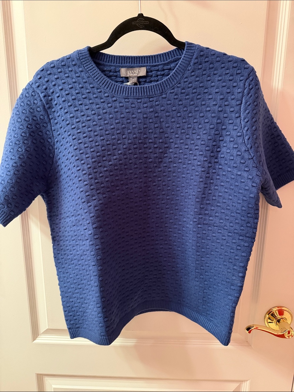 Lysse Cobalt Blue Textured Short Sleeve Sweater